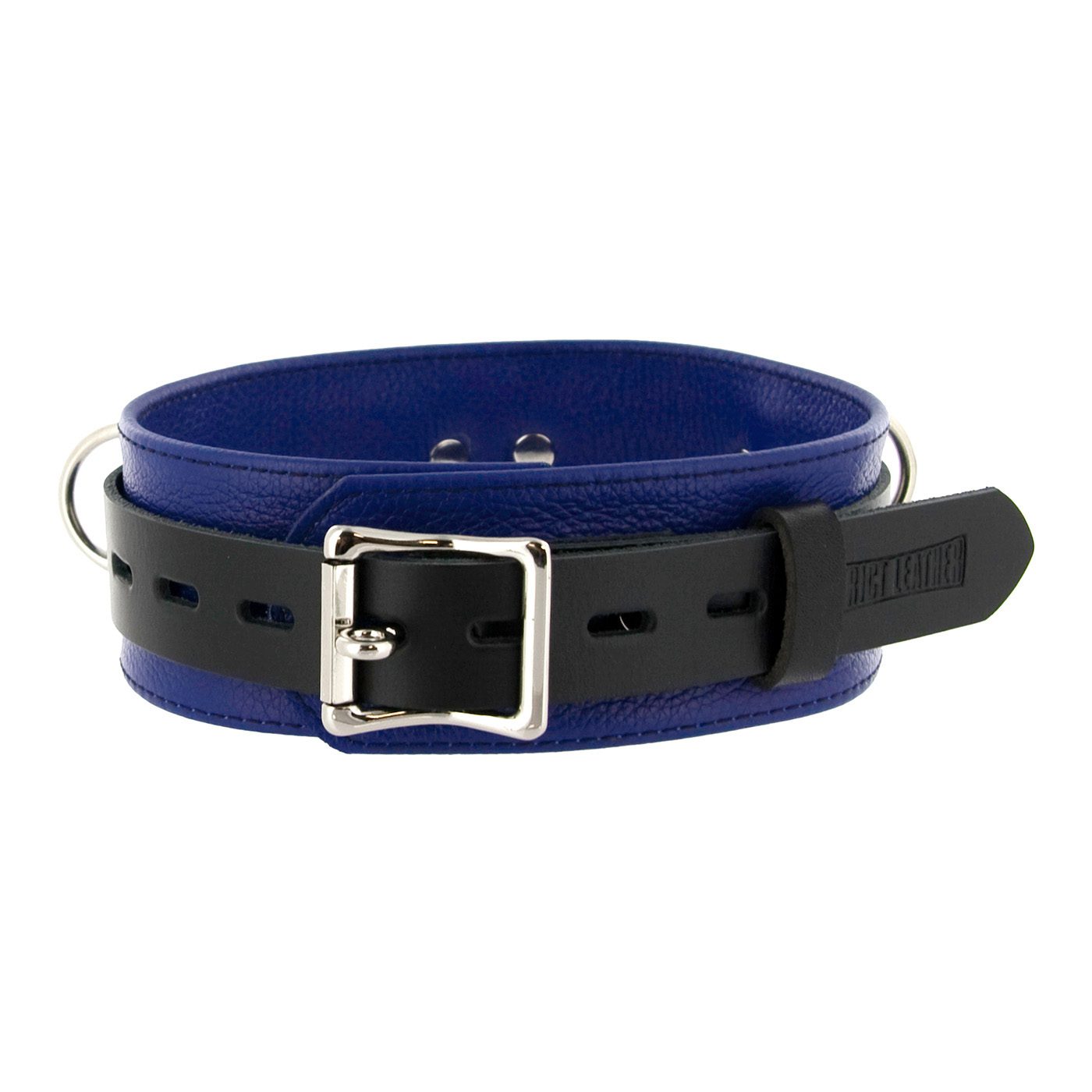 Strict Leather Deluxe Locking Collar - Blue and Black - Image 4