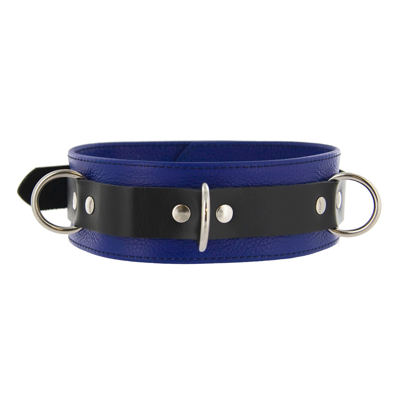Strict Leather Deluxe Locking Collar - Blue and Black - Image 3