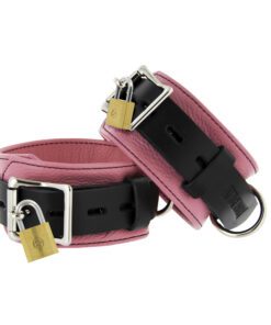 Strict Leather Pink and Black Deluxe Locking Ankle Cuffs