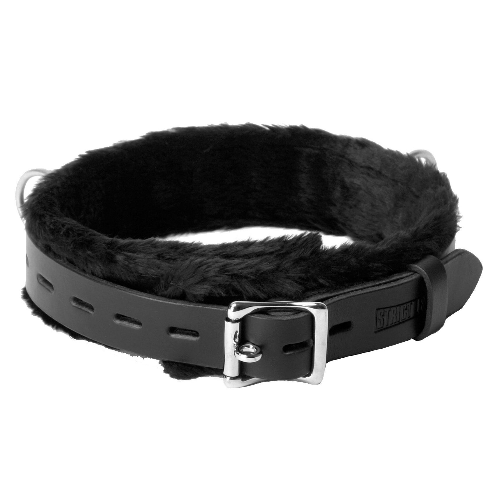 Strict Leather Narrow Fur Lined Locking Collar - Image 4