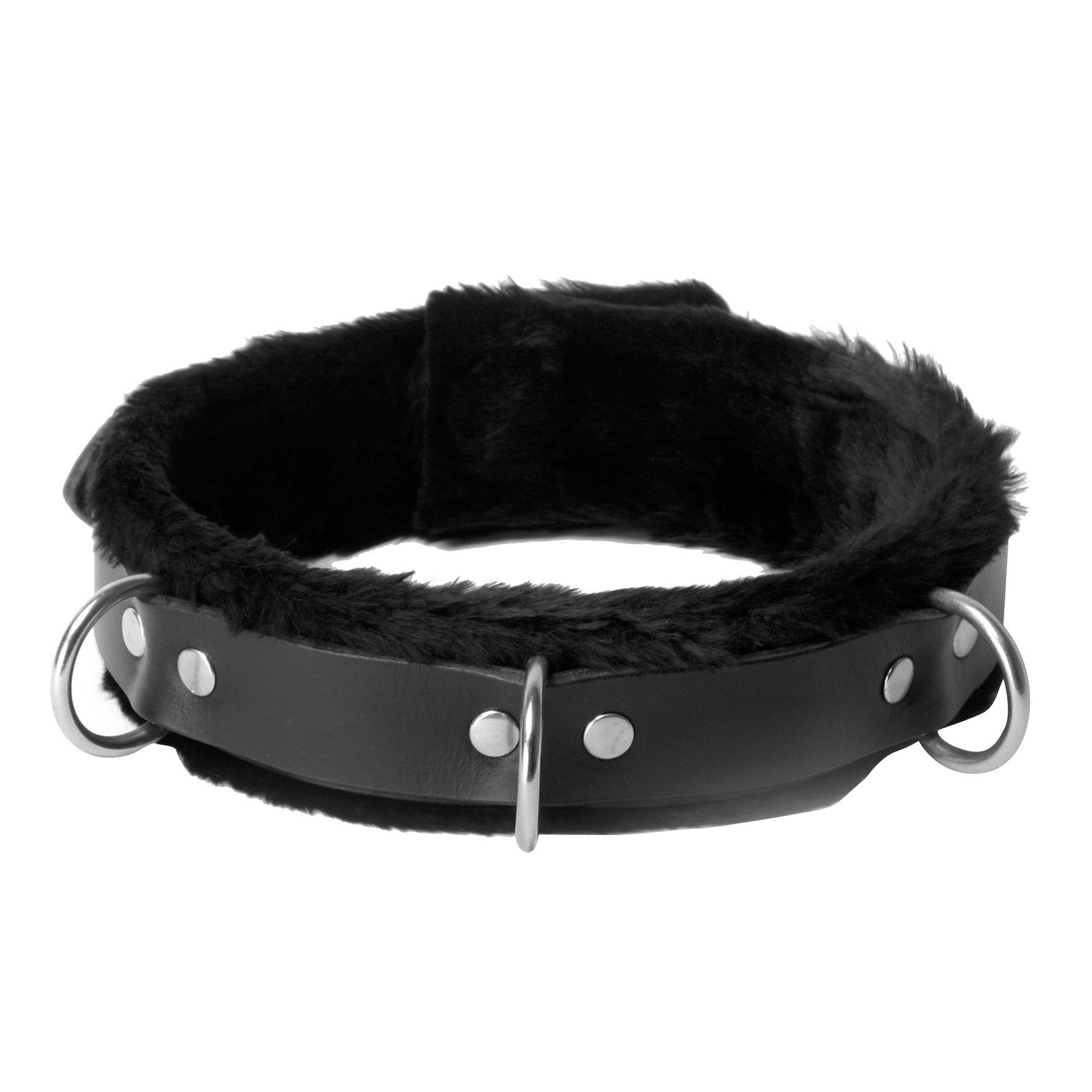 Strict Leather Narrow Fur Lined Locking Collar - Image 3
