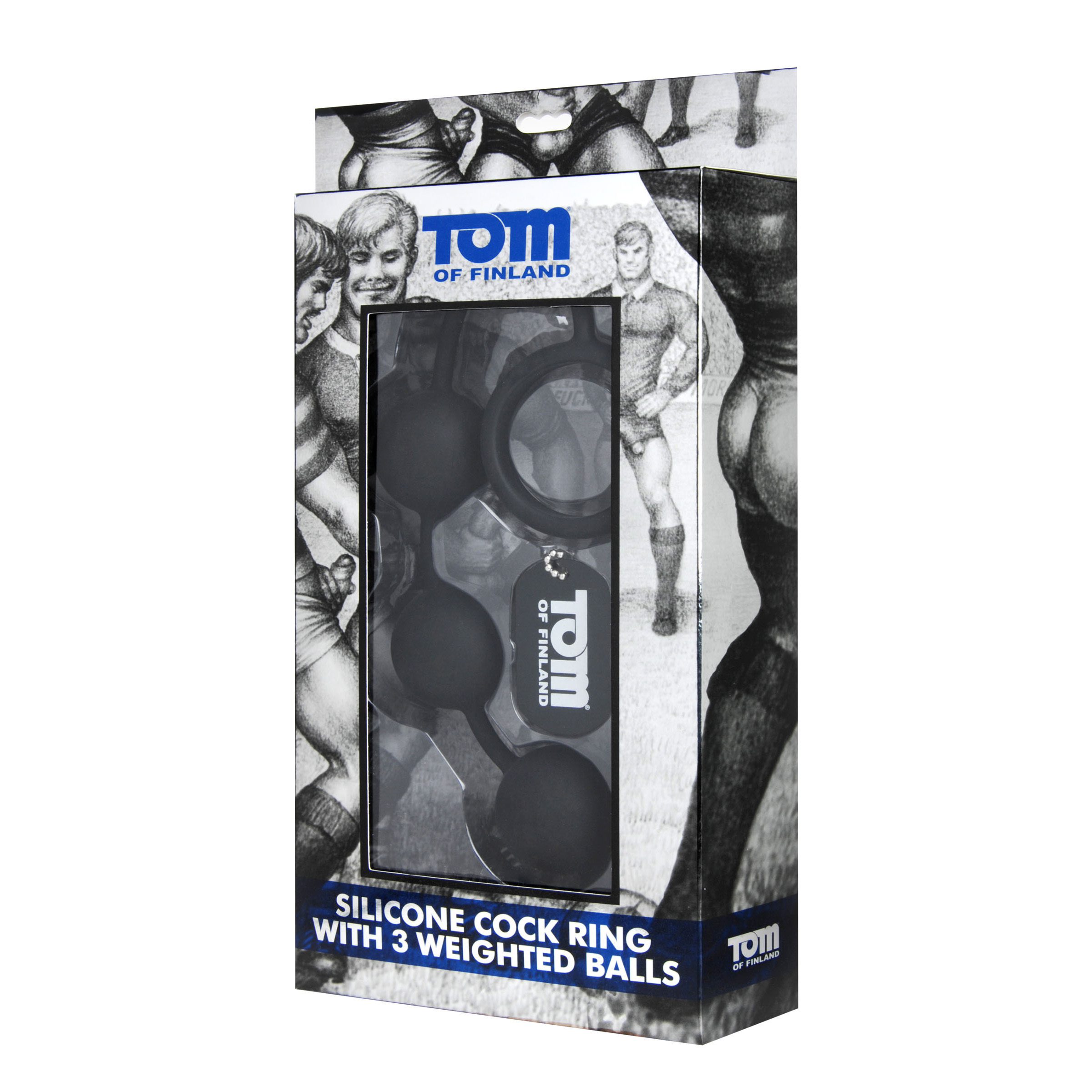 Tom of Finland Silicone Cock Ring with 3 Weighted Balls - Image 3