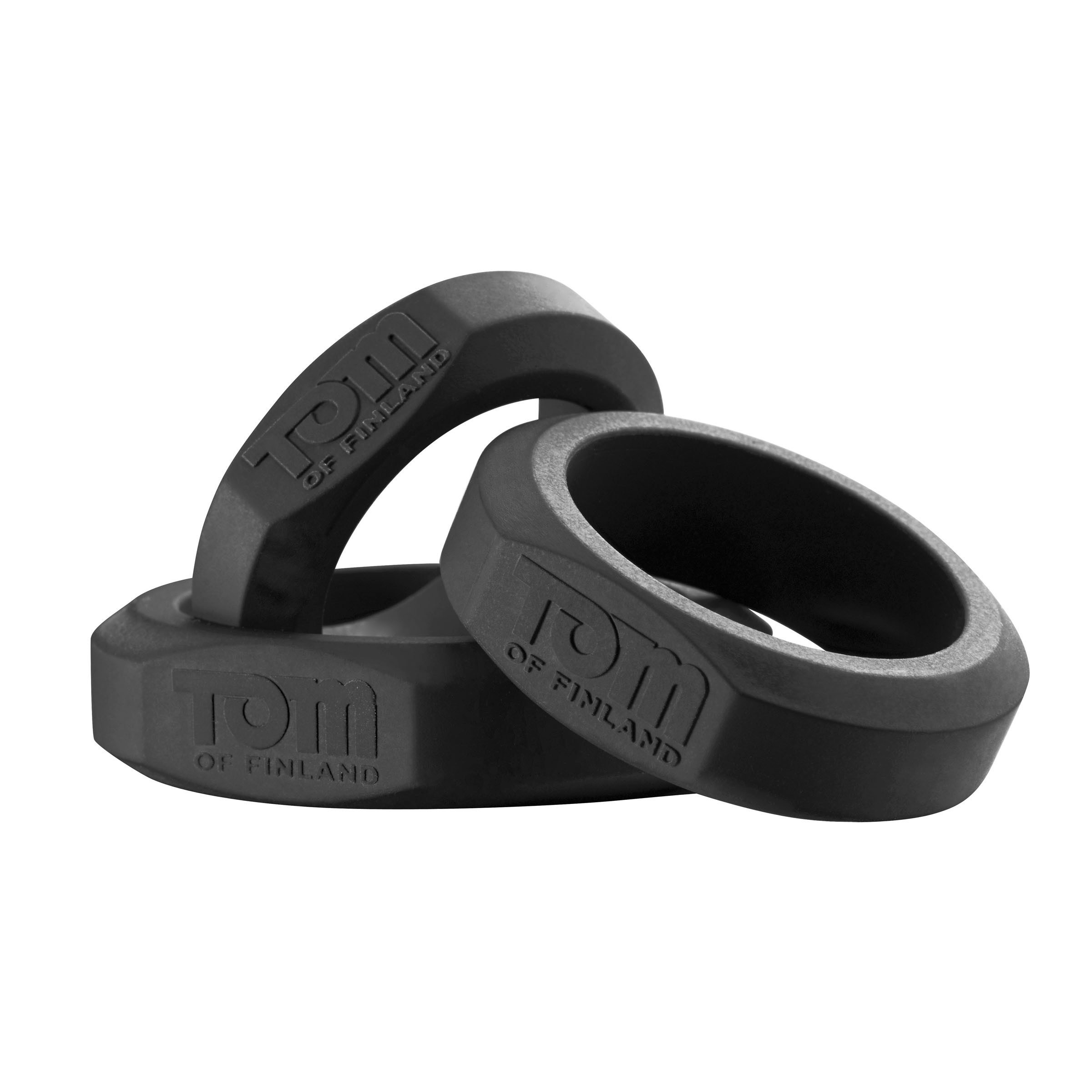 Tom of Finland 3 Piece Silicone Cock Ring Set - Black - Image 2