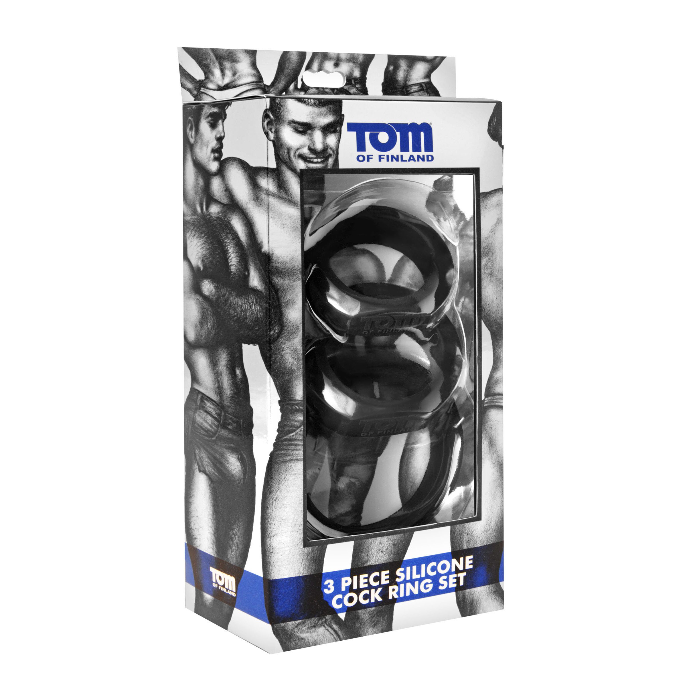 Tom of Finland 3 Piece Silicone Cock Ring Set - Black - Image 4