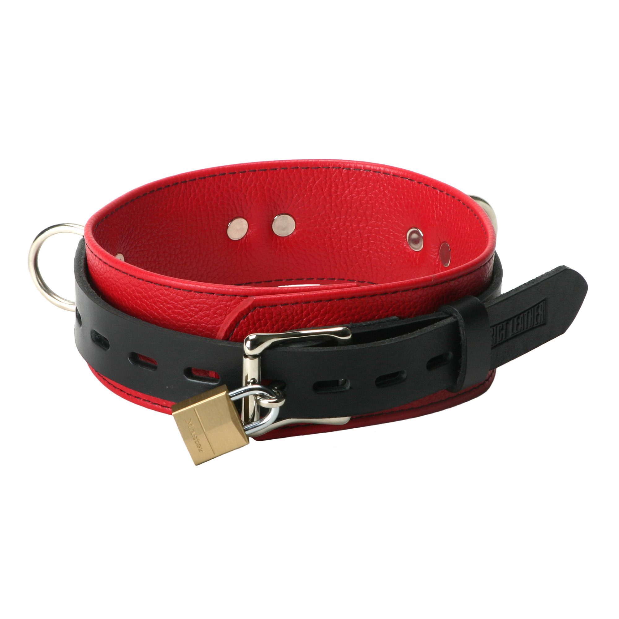 Strict Leather Deluxe Red and Black Locking Collar - Image 4