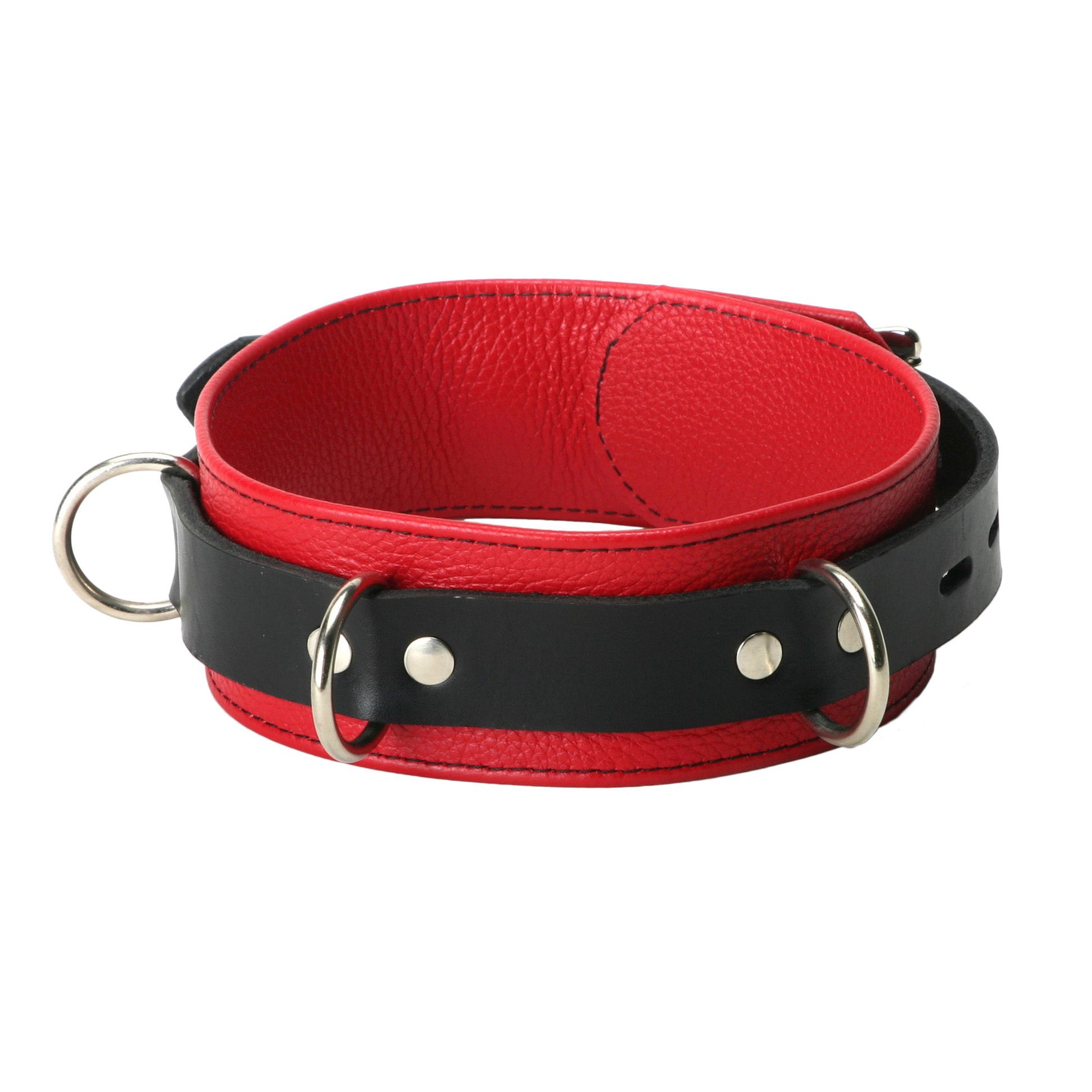 Strict Leather Deluxe Red and Black Locking Collar - Image 3